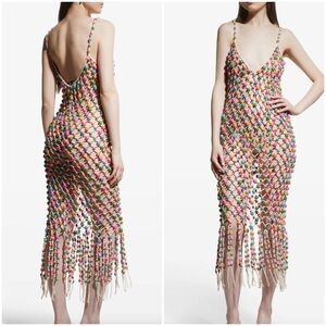 Retrofete Calypso Beaded Crochet Midi Dress